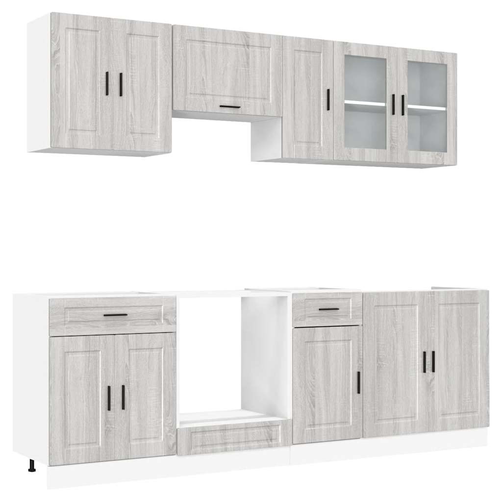 8 Piece Kitchen Cabinet Set Kalmar Grey Sonoma Engineered Wood