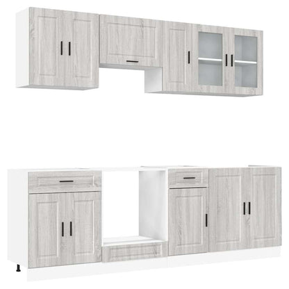 8 Piece Kitchen Cabinet Set Kalmar Grey Sonoma Engineered Wood