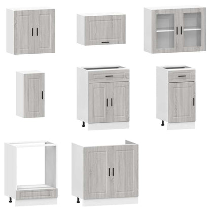 8 Piece Kitchen Cabinet Set Kalmar Grey Sonoma Engineered Wood