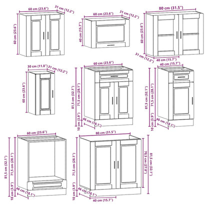 8 Piece Kitchen Cabinet Set Kalmar Old Wood Engineered Wood