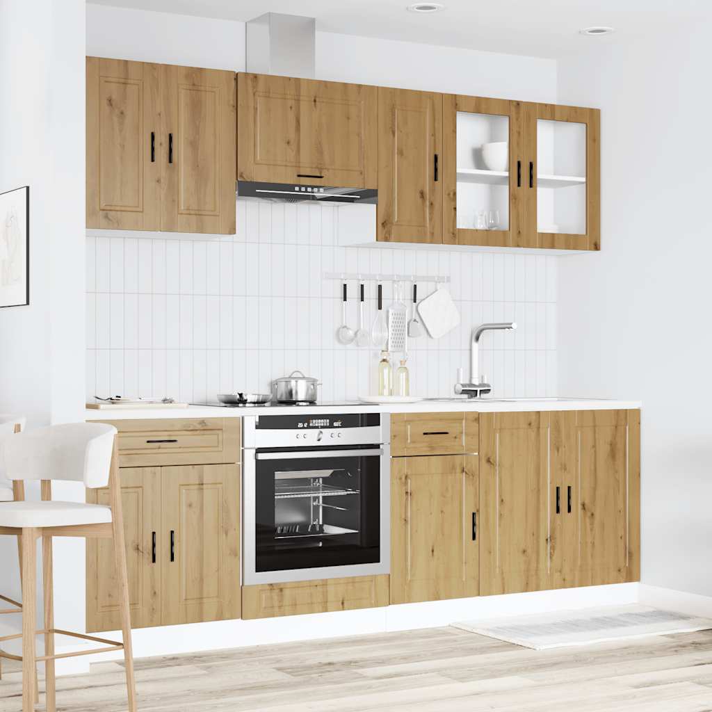 8 Piece Kitchen Cabinet Set Kalmar Artisan Oak Engineered Wood