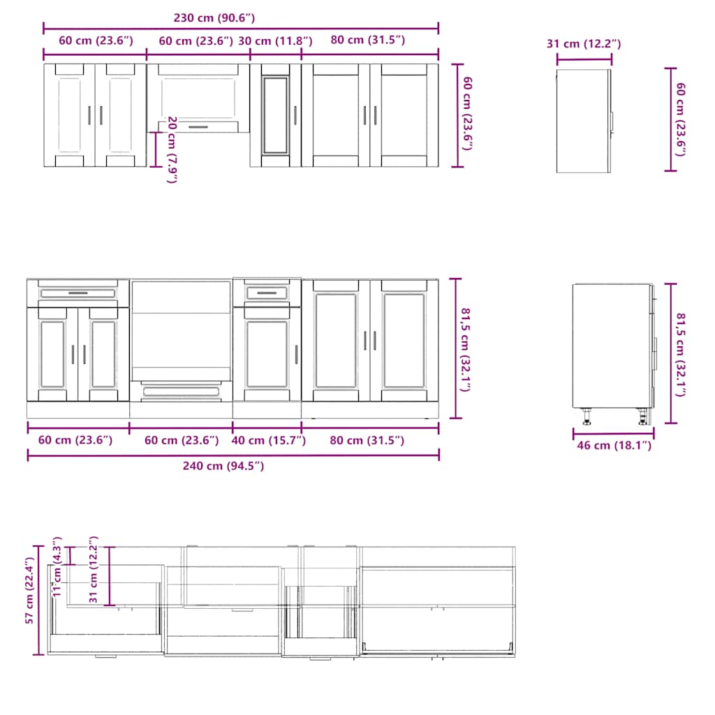 8 Piece Kitchen Cabinet Set Kalmar Artisan Oak Engineered Wood