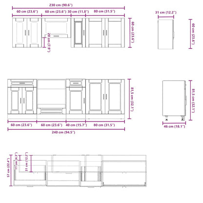 8 Piece Kitchen Cabinet Set Kalmar Artisan Oak Engineered Wood