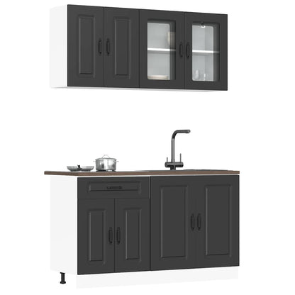 4 Piece Kitchen Cabinet Set Kalmar Black Engineered Wood