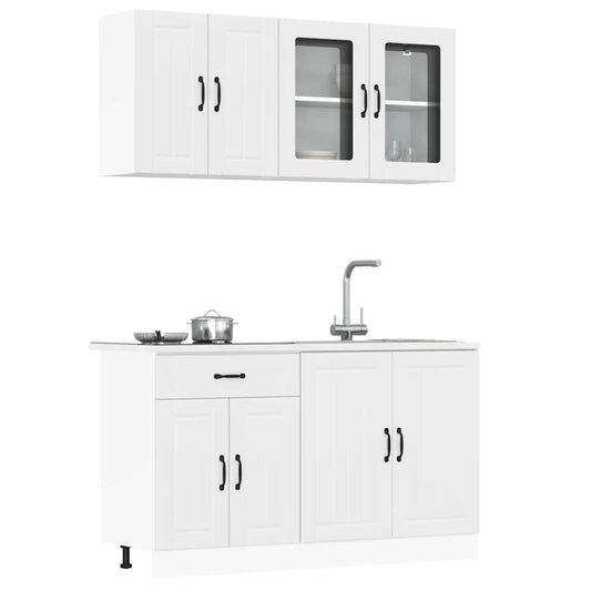 4 Piece Kitchen Cabinet Set "Lucca" White Engineered Wood
