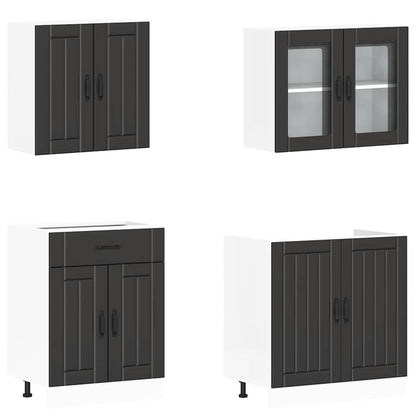 4 Piece Kitchen Cabinet Set Lucca Black Engineered Wood