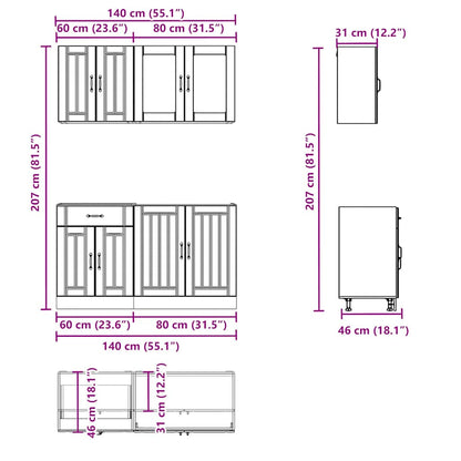 4 Piece Kitchen Cabinet Set Lucca High Gloss White Engineered Wood