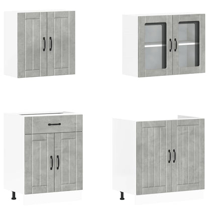 4 Piece Kitchen Cabinet Set Lucca Concrete Grey Engineered Wood