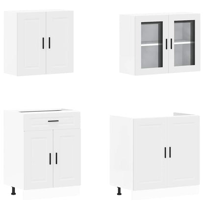 4 Piece Kitchen Cabinet Set Porto White Engineered Wood