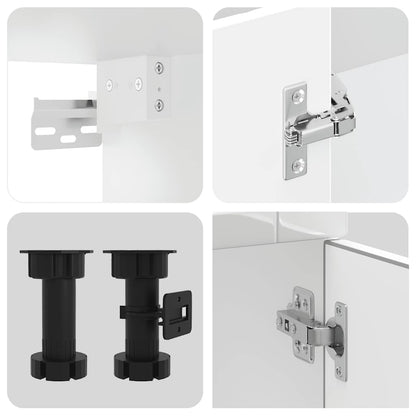 4 Piece Kitchen Cabinet Set Porto High Gloss White Engineered Wood