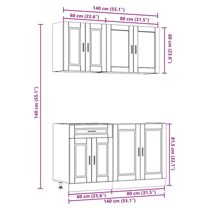 4 Piece Kitchen Cabinet Set Porto High Gloss White Engineered Wood