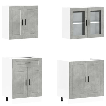 4 Piece Kitchen Cabinet Set Porto Concrete Grey Engineered Wood