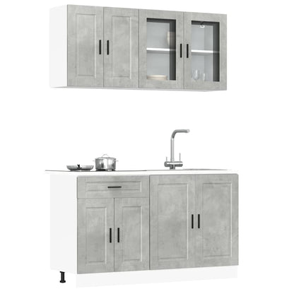 4 Piece Kitchen Cabinet Set Porto Concrete Grey Engineered Wood