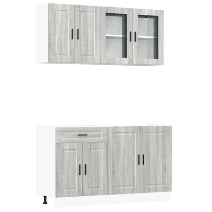 4 Piece Kitchen Cabinet Set Porto Grey Sonoma Engineered Wood