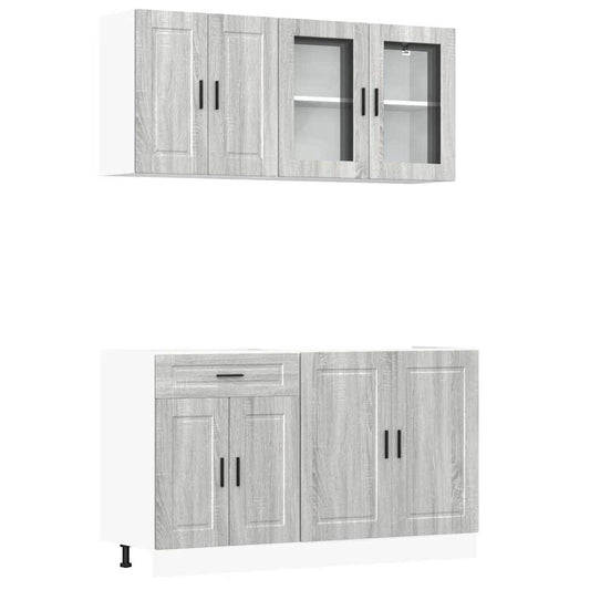 4 Piece Kitchen Cabinet Set Porto Grey Sonoma Engineered Wood
