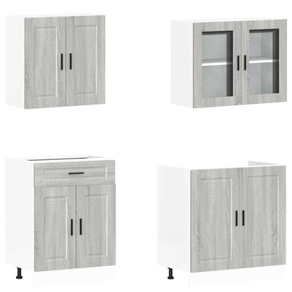 4 Piece Kitchen Cabinet Set Porto Grey Sonoma Engineered Wood