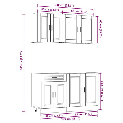 4 Piece Kitchen Cabinet Set Porto Grey Sonoma Engineered Wood