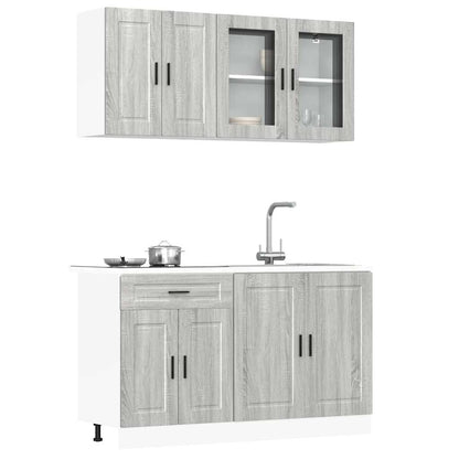 4 Piece Kitchen Cabinet Set Porto Grey Sonoma Engineered Wood