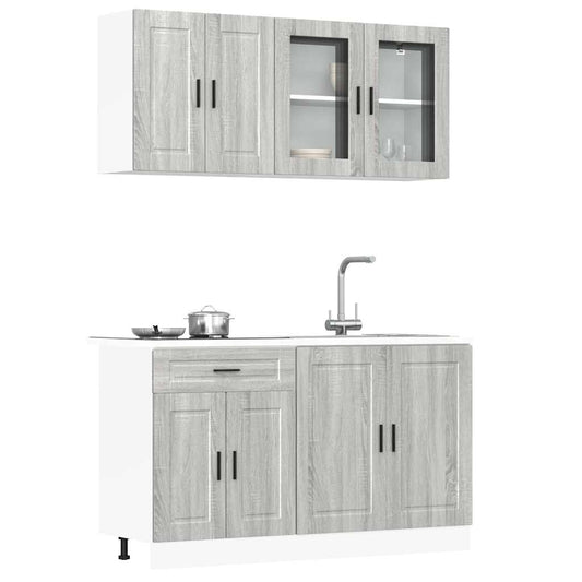 4 Piece Kitchen Cabinet Set Porto Grey Sonoma Engineered Wood