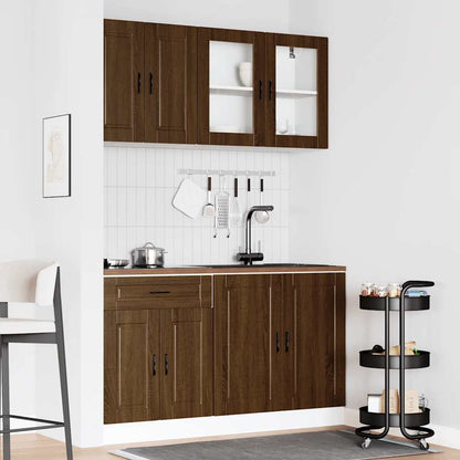 4 Piece Kitchen Cabinet Set Porto Brown Oak Engineered Wood