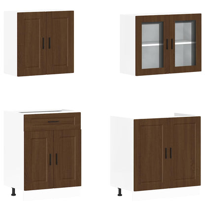 4 Piece Kitchen Cabinet Set Porto Brown Oak Engineered Wood