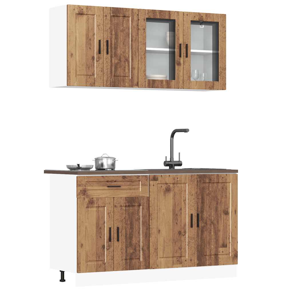 4 Piece Kitchen Cabinet Set Porto Old Wood Engineered Wood