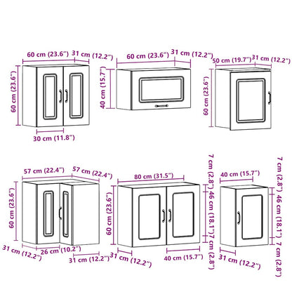 11 Piece Kitchen Cabinet Set Kalmar Brown Oak Engineered Wood