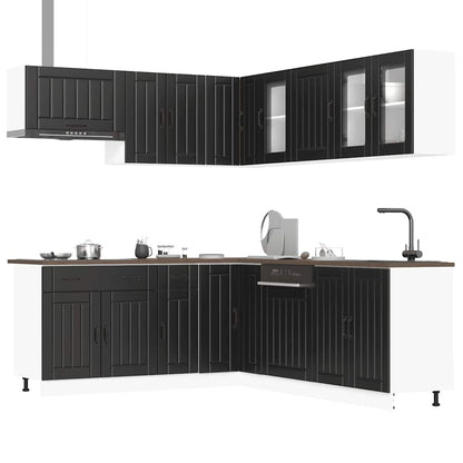 11 Piece Kitchen Cabinet Set Lucca Black Engineered Wood