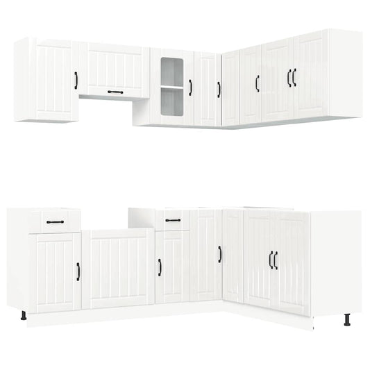 11 Piece Kitchen Cabinet Set Kalmar Gloss White Engineered Wood