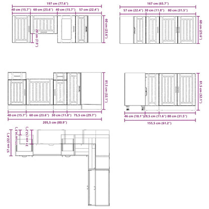11 Piece Kitchen Cabinet Set Lucca Black Engineered Wood