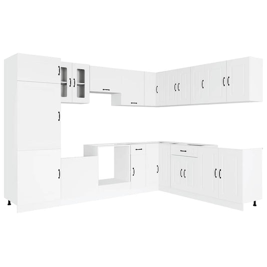 14 Piece Kitchen Cabinet Set Kalmar White Engineered Wood