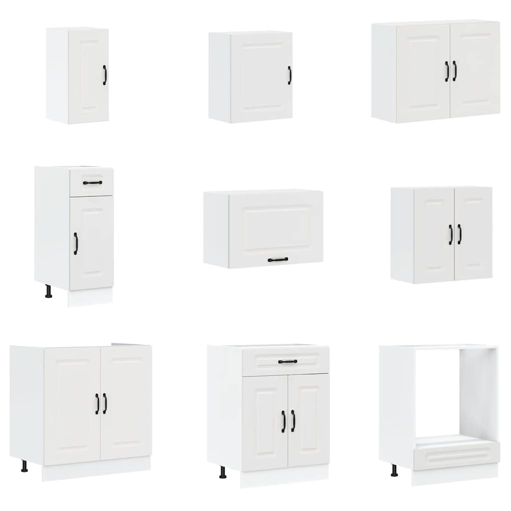 14 Piece Kitchen Cabinet Set Kalmar White Engineered Wood