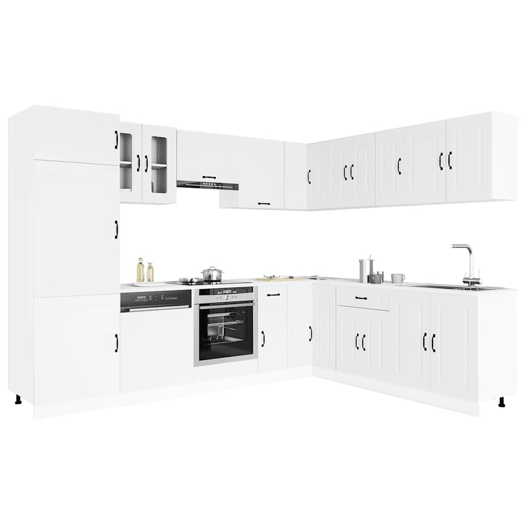 14 Piece Kitchen Cabinet Set Kalmar White Engineered Wood