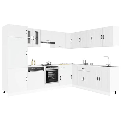 14 Piece Kitchen Cabinet Set Kalmar White Engineered Wood