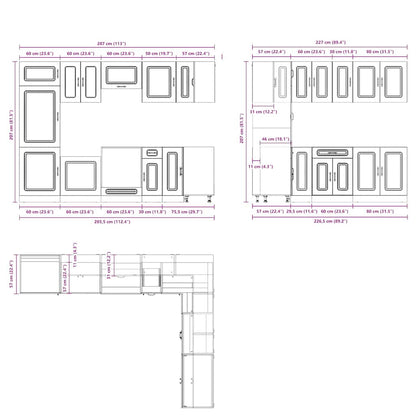 14 Piece Kitchen Cabinet Set Kalmar Gloss White Engineered Wood