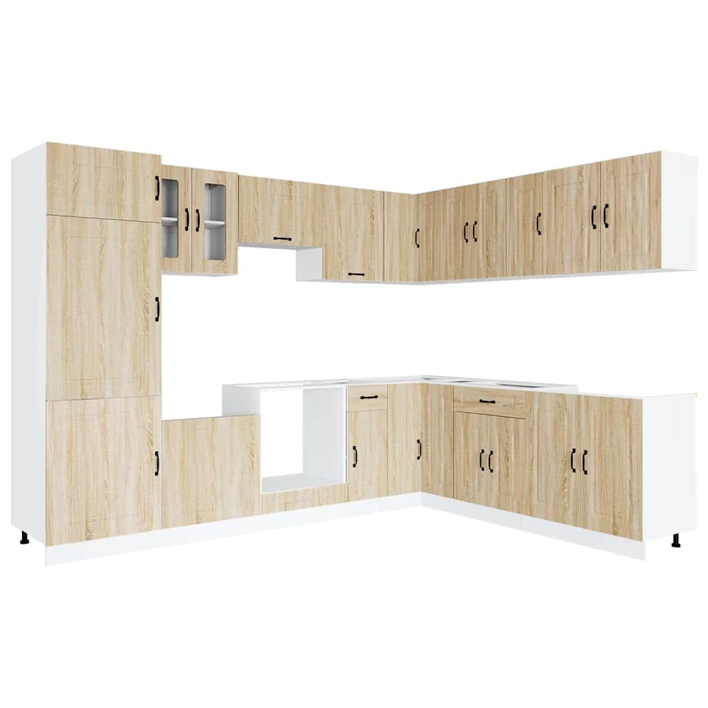 14 Piece Kitchen Cabinet Set Kalmar Sonoma Oak Engineered Wood