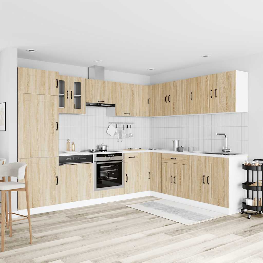 14 Piece Kitchen Cabinet Set Kalmar Sonoma Oak Engineered Wood