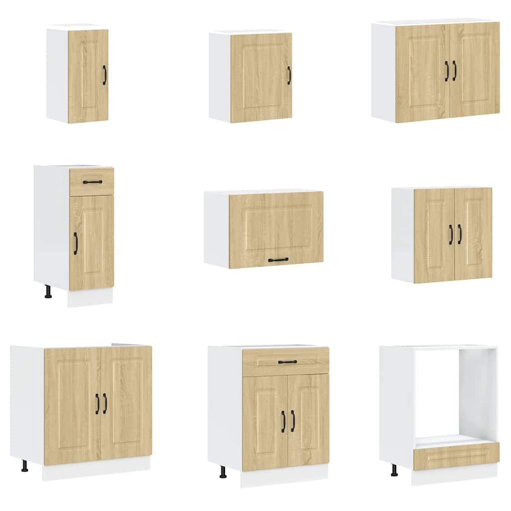 14 Piece Kitchen Cabinet Set Kalmar Sonoma Oak Engineered Wood