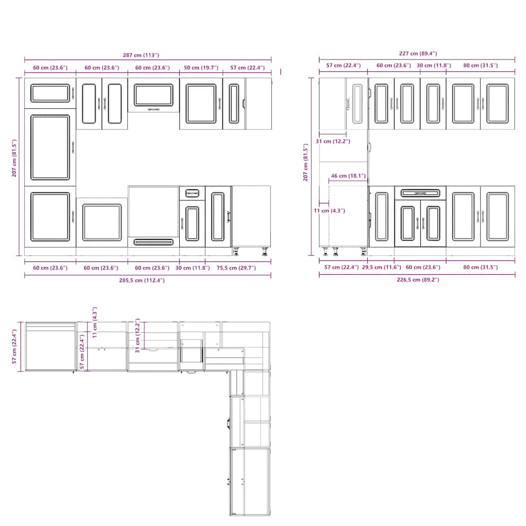 14 Piece Kitchen Cabinet Set Kalmar Sonoma Oak Engineered Wood