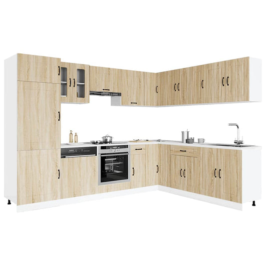 14 Piece Kitchen Cabinet Set Kalmar Sonoma Oak Engineered Wood
