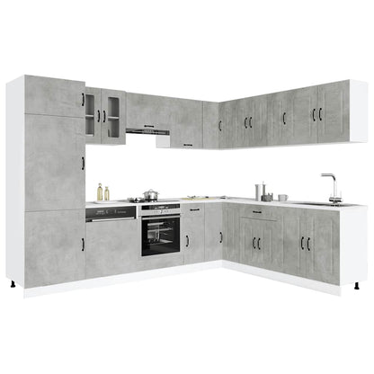 14 Piece Kitchen Cabinet Set Kalmar Concrete Grey Engineered Wood