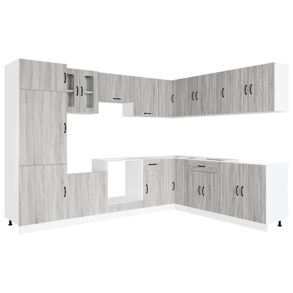 14 Piece Kitchen Cabinet Set Kalmar Grey Sonoma Engineered Wood