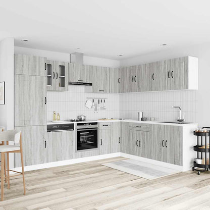 14 Piece Kitchen Cabinet Set Kalmar Grey Sonoma Engineered Wood