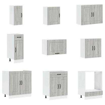 14 Piece Kitchen Cabinet Set Kalmar Grey Sonoma Engineered Wood