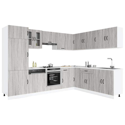 14 Piece Kitchen Cabinet Set Kalmar Grey Sonoma Engineered Wood