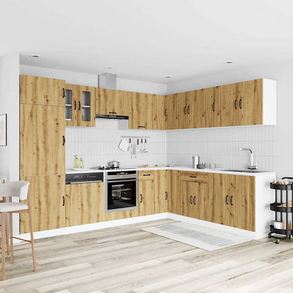14 Piece Kitchen Cabinet Set Kalmar Artisan Oak Engineered Wood