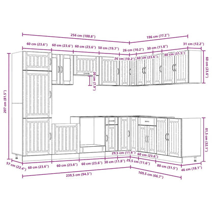 14 Piece Kitchen Cabinet Set Lucca White Engineered Wood