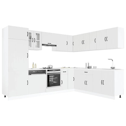 14 Piece Kitchen Cabinet Set Lucca White Engineered Wood