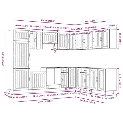 14 Piece Kitchen Cabinet Set Lucca Black Engineered Wood