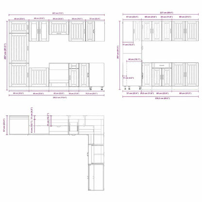14 Piece Kitchen Cabinet Set Lucca Black Engineered Wood